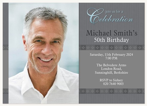 Classic Border Adult Birthday Party Invitations