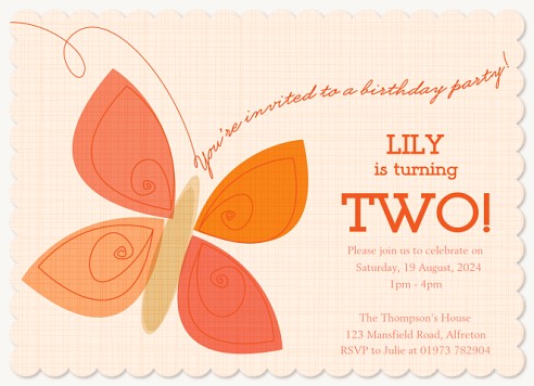 Butterfly Baby Kids Birthday Invitations