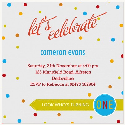 Party Dots Kids Birthday Invitations
