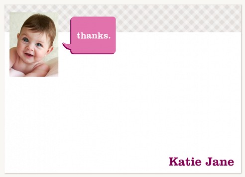 Big Hi Pink Baby Thank You Cards