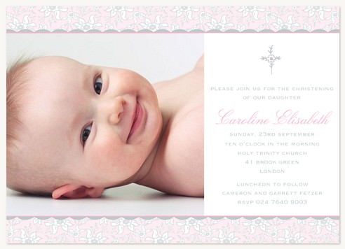 Pink Floral Christening Invitations | Christening Invites