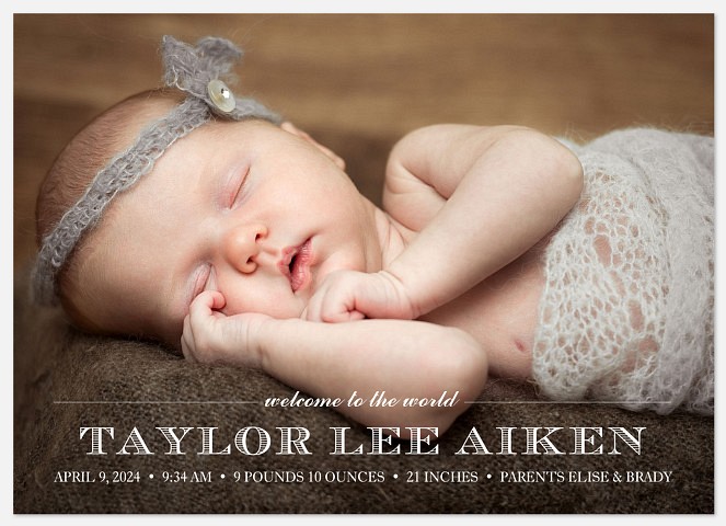 Refined Introductions Baby Birth Announcements