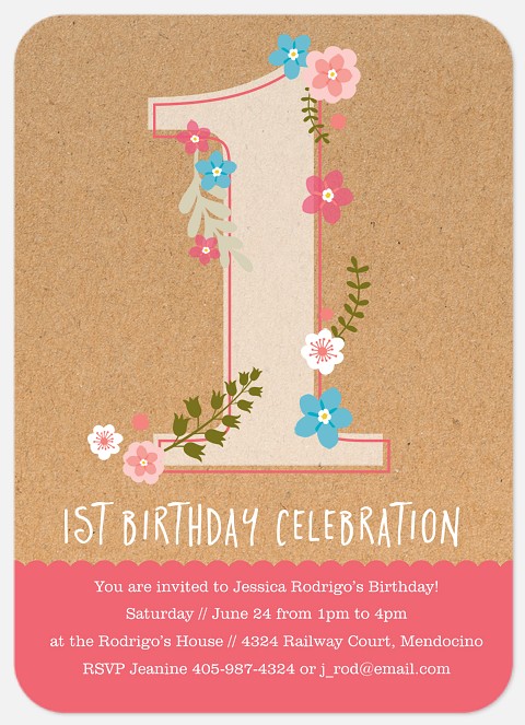 Sweet Florets Girl Birthday Invitations