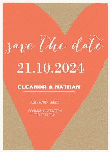 Peach Heart Save the Date Cards