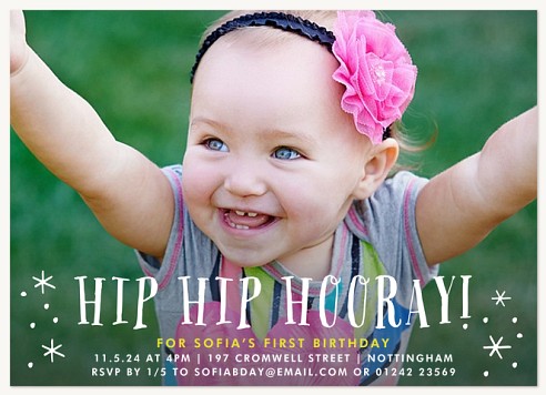 Hip Hip Hooray Kids Birthday Invitations