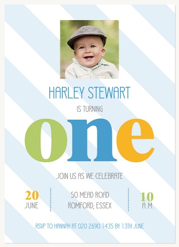 Wonderful Stripes Kids Birthday Invitations