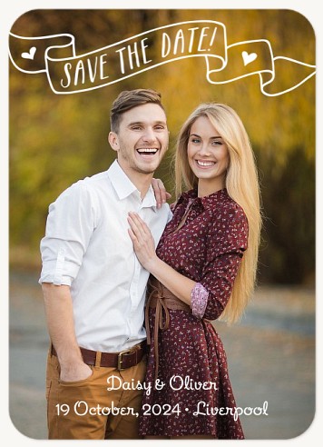 Hearts Banner Save the Date Cards