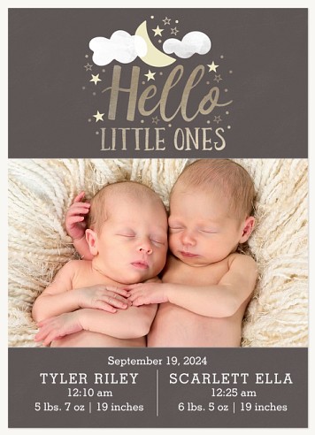 Sleep Tight Twin Birth Announcement Cards