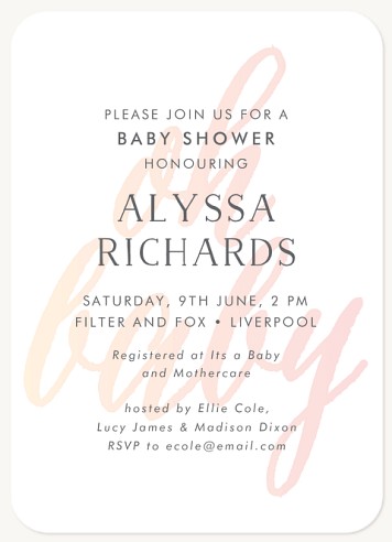 Ombré Watercolour Baby Shower Invites 