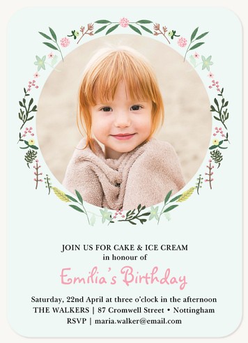 Sweet As A Rose Kids Birthday Invitations