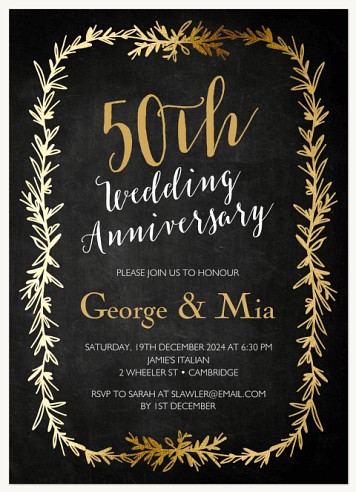 Gilded Wreath Wedding Anniversary Invitations