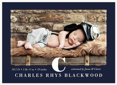 Sophisticated Monogram Baby Announcements