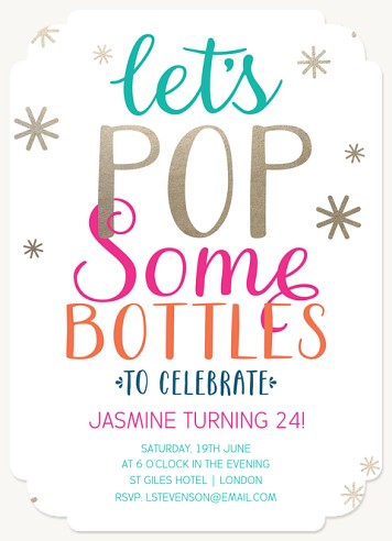 Popping Bottles Adult Birthday Party Invitations