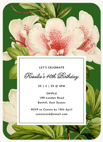 Flora Sophistication  Adult Birthday Party Invitations