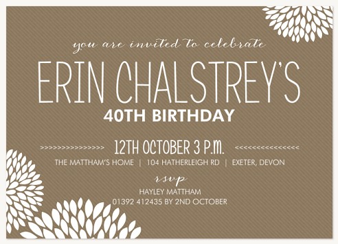 Abstract Bloom Adult Birthday Party Invitations