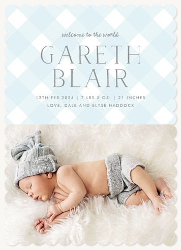 Preppy Gingham Baby Announcements