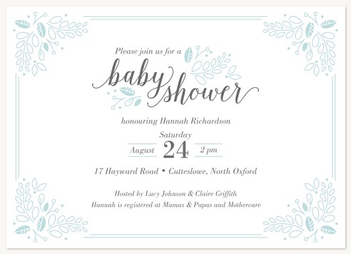 Delicate Leaves Baby Shower Invites 