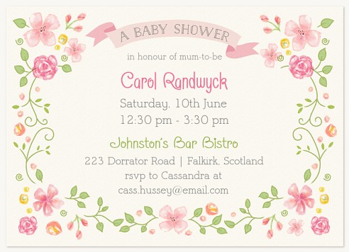 Floral Framed Baby Shower Invites 