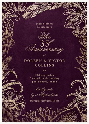 Gilded Tropics Wedding Anniversary Invitations