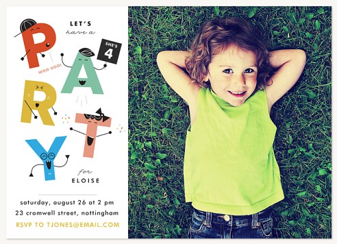 Alphabet Characters Kids Birthday Invitations