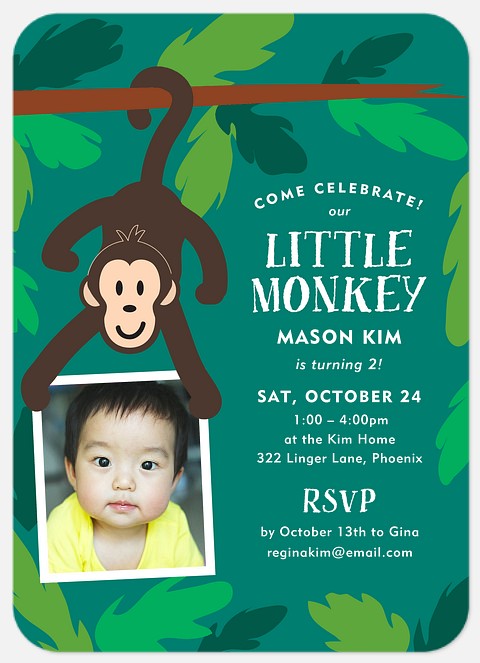 Little Monkey Kids' Birthday Invitations