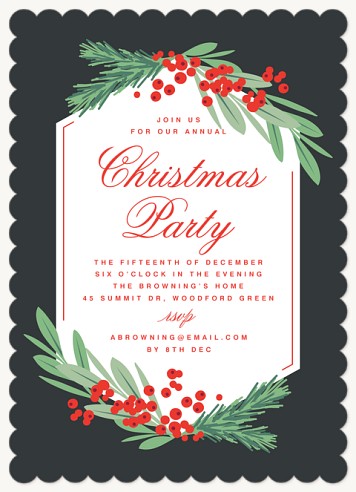 Berries & Boughs Holiday Party Invitations