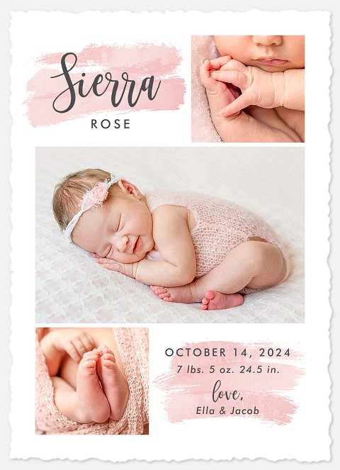 Rosy Chic Baby Birth Announcements