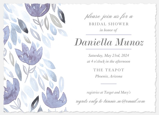 Romantic Watercolor Bridal Shower Invitations