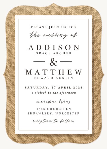 Burlap Border Wedding Invitations