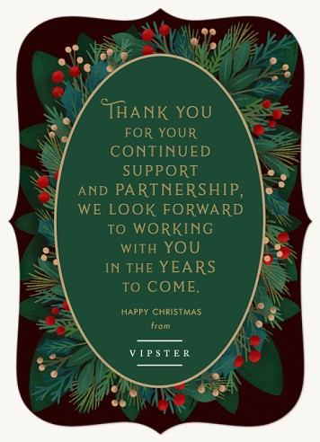 Wreath of Thanks Christmas Cards for Business
