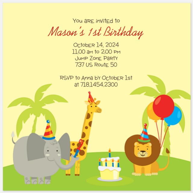 Jungle Friends Kids' Birthday Invitations