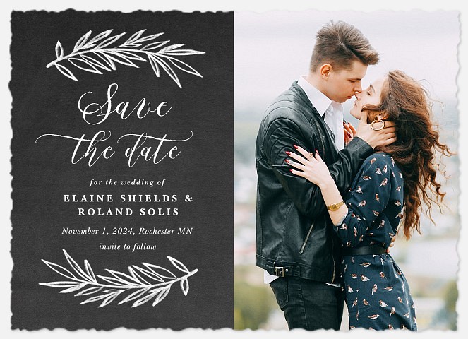 Chalkboard Laurels Save the Date Photo Cards