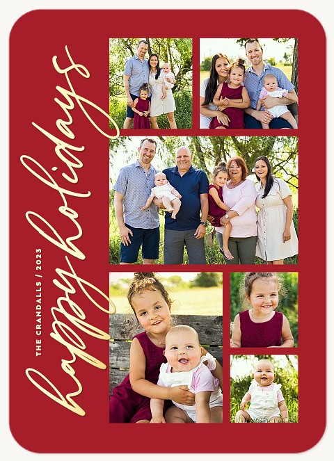 Vertical Script Personalized Holiday Cards
