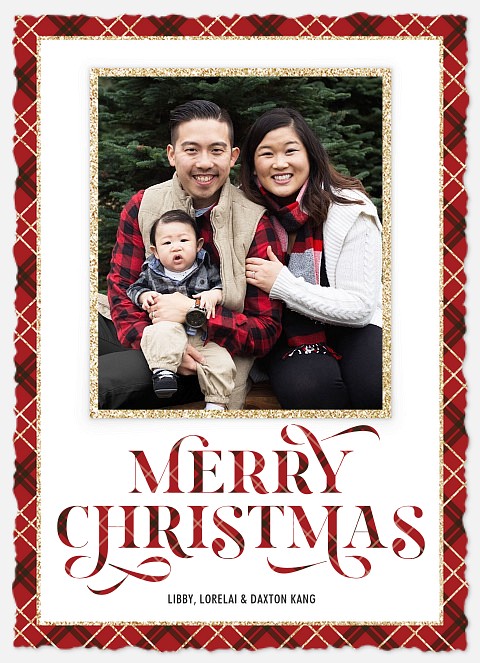 Merry Plaid Wishes Holiday Photo Cards