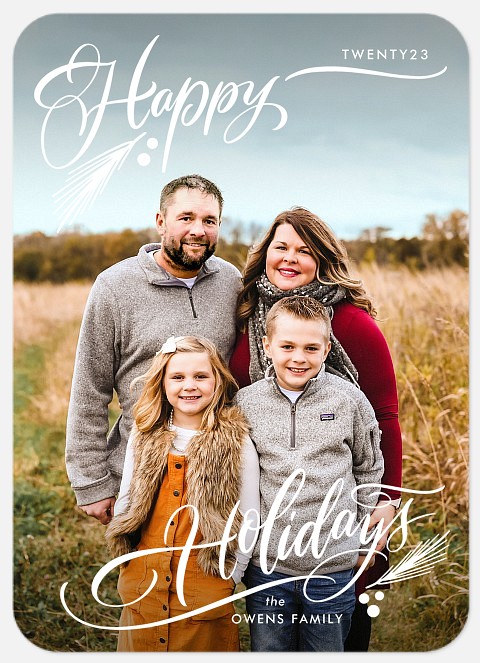 Twigs & Script Holiday Photo Cards