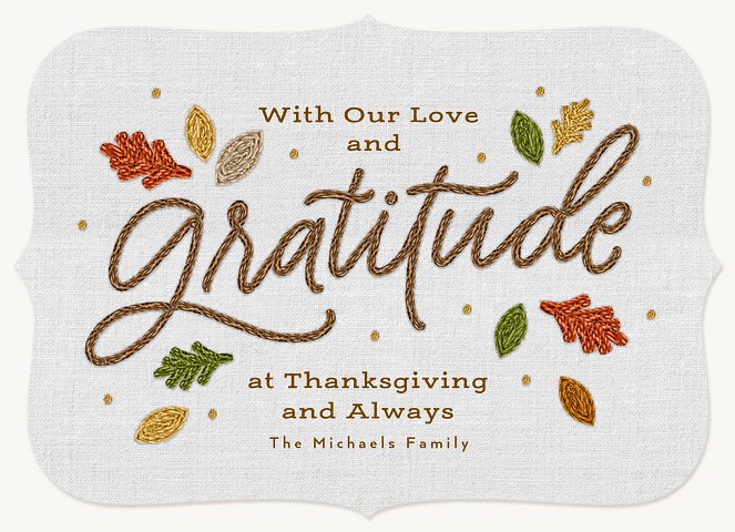 Embroidered Gratitude Thanksgiving Cards