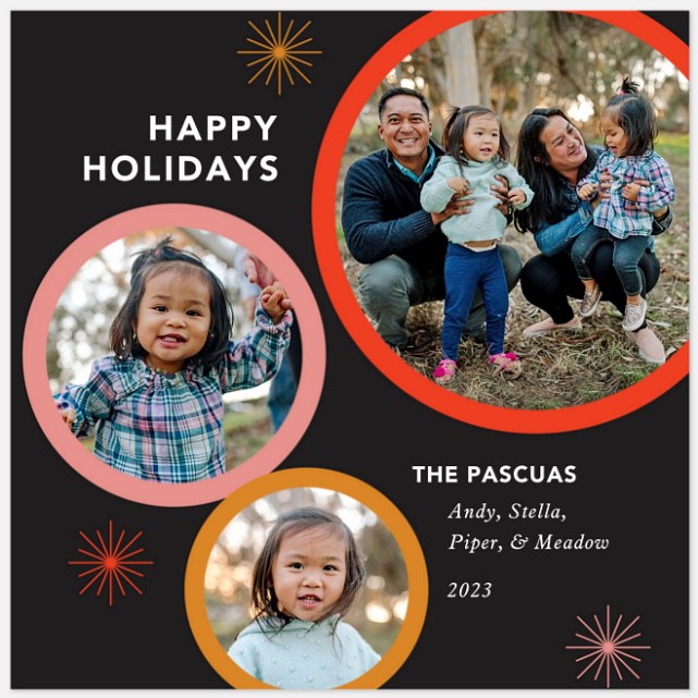 Retro Baubles Holiday Photo Cards