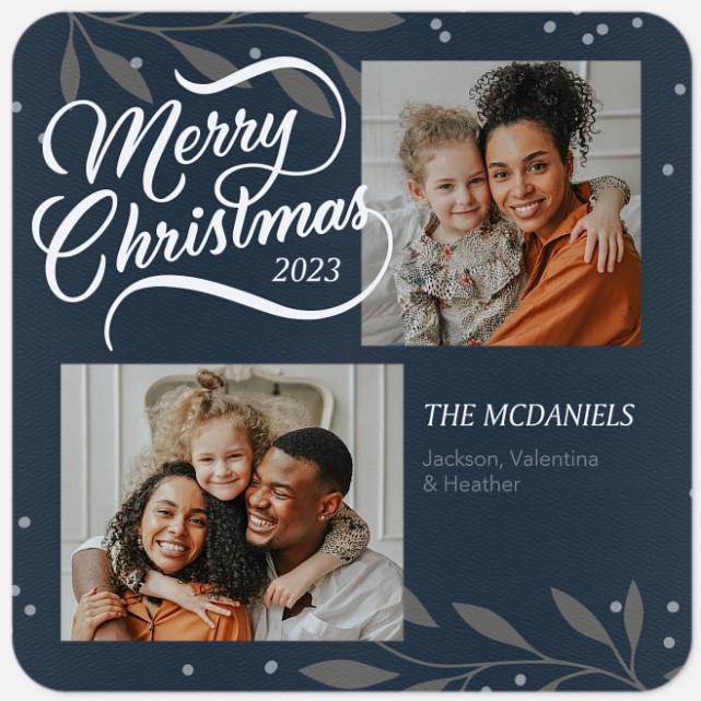 Blue Christmas Holiday Photo Cards