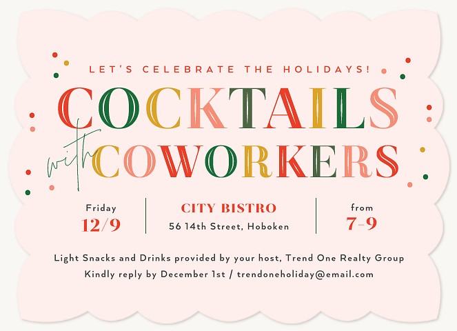 Coworker Cocktails Holiday Party Invitations