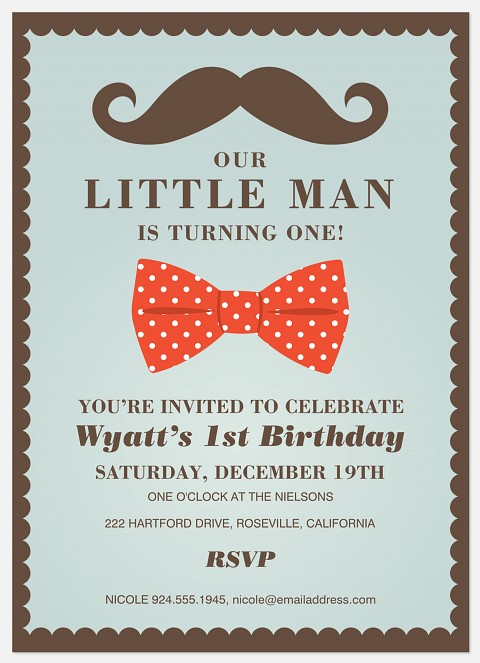 Little Man Boy Birthday Invitations