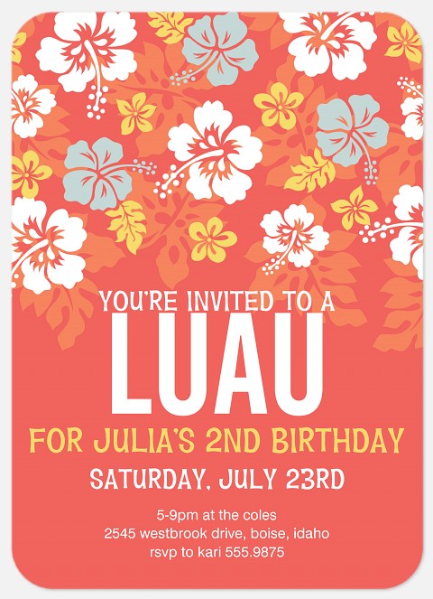 Luau Love Girl Birthday Invitations