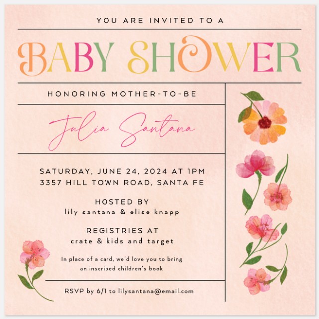 Blossoming Shower Baby Shower Invitations
