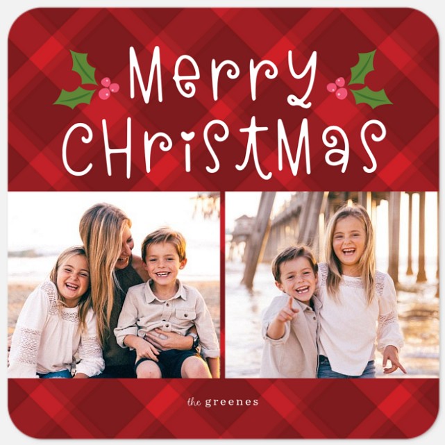 Holly Square Holiday Photo Cards
