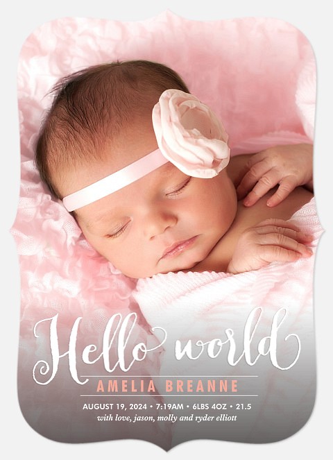 Sweet Hello Baby Girl Birth Announcements