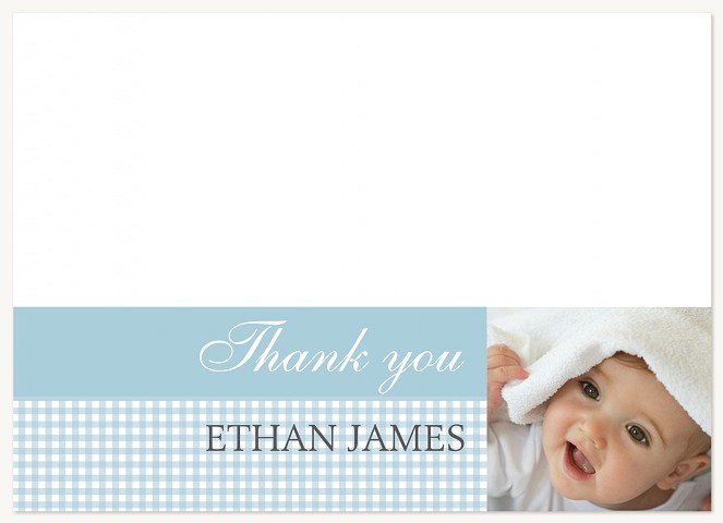 Blue Baby Check Baby Boy Thank You Cards