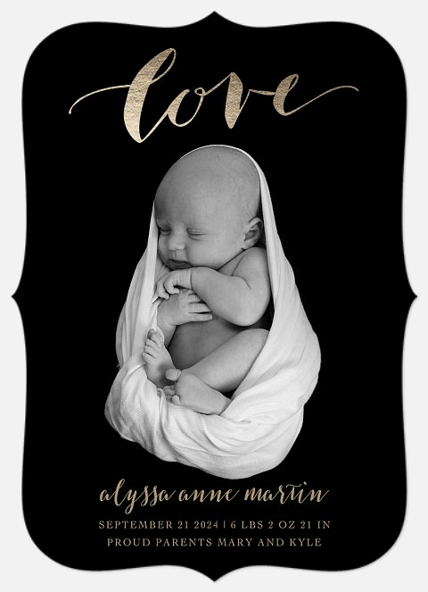Shining with Love Baby Birth Announcements