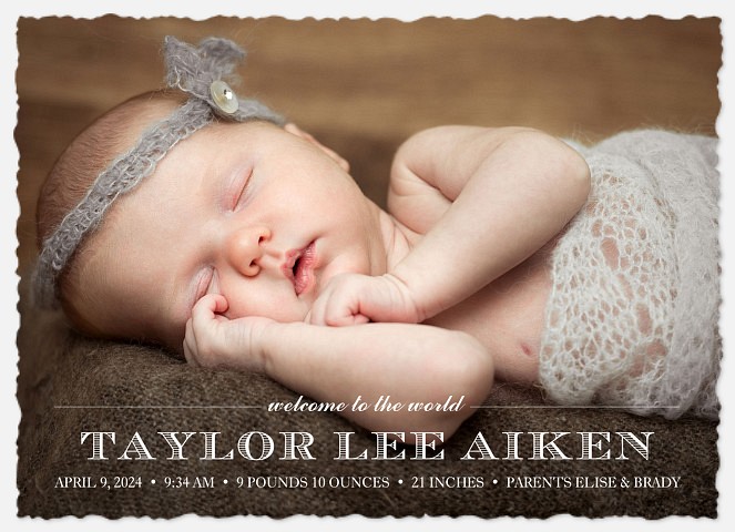 Refined Introductions Baby Girl Birth Announcements