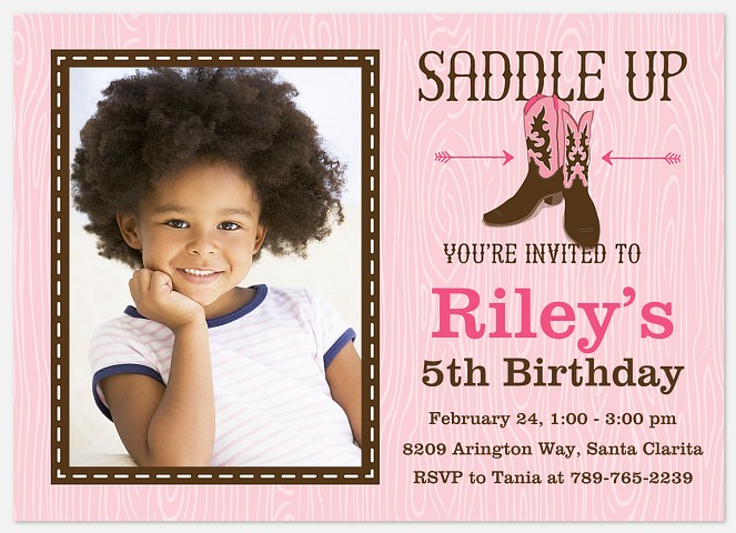 Giddy-Up Cowgirl Girl Birthday Invitations