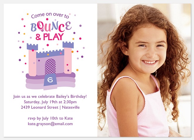 Bouncy Castle Girl Birthday Invitations