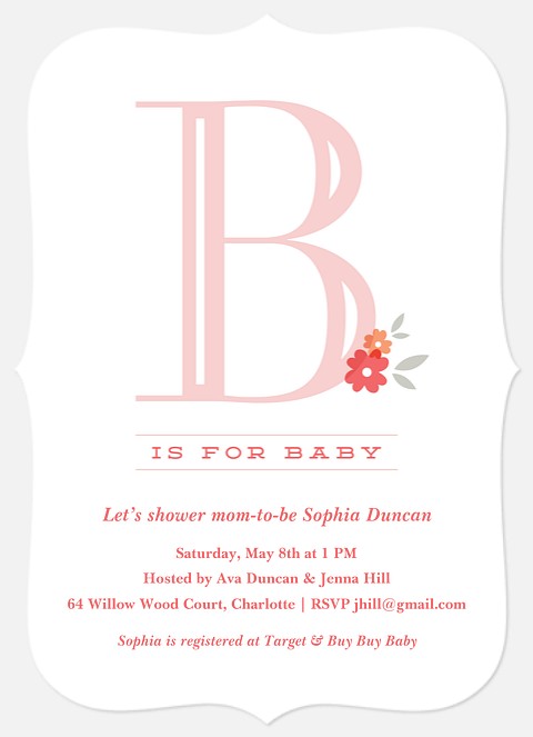 B is for Baby Baby Shower Invitations